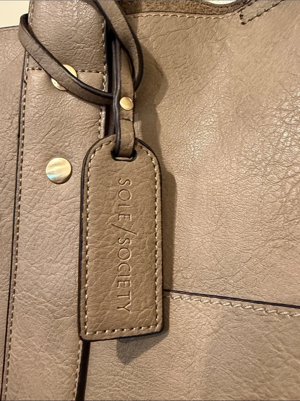 Sole Society Taupe Faux-Leather Tote